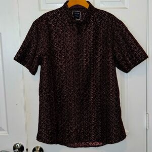 Men’s Brown Purple Button Down Collared Shirt. Size Large